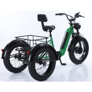 48V 500w 3 wheel Cargo tricycle with bigger rear basket Fat Tire Electric Tricycle (ML-TR02)